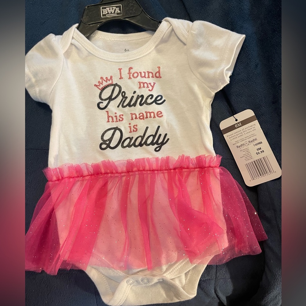 White, pink and black onesies- I found my Prince his name is Daddy